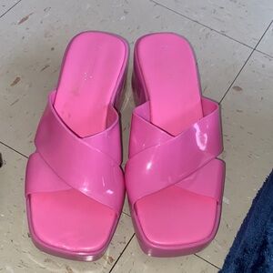 JEFFREY CAMPBELL JELLY PLATFORM SZ 8 NEON PINK